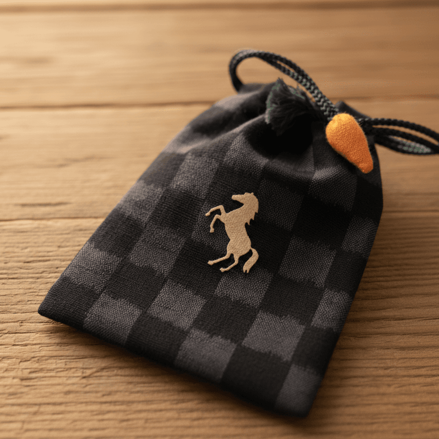 にんじんポーチ - 久留米絣 クローズアップ