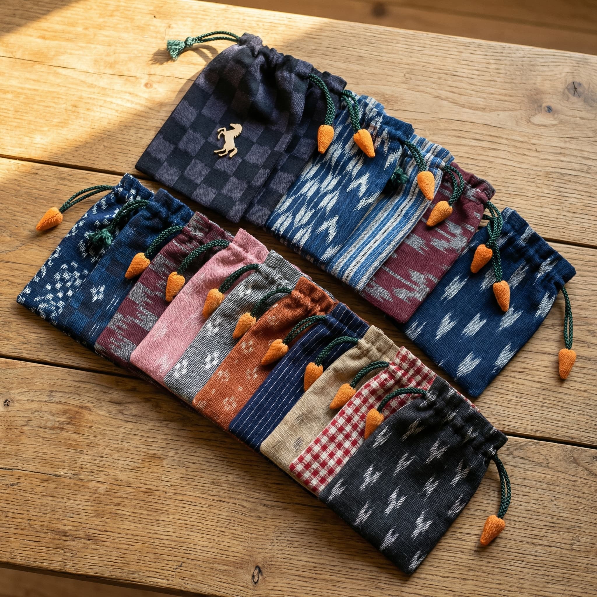 にんじんポーチ - 久留米絣 いろいろ